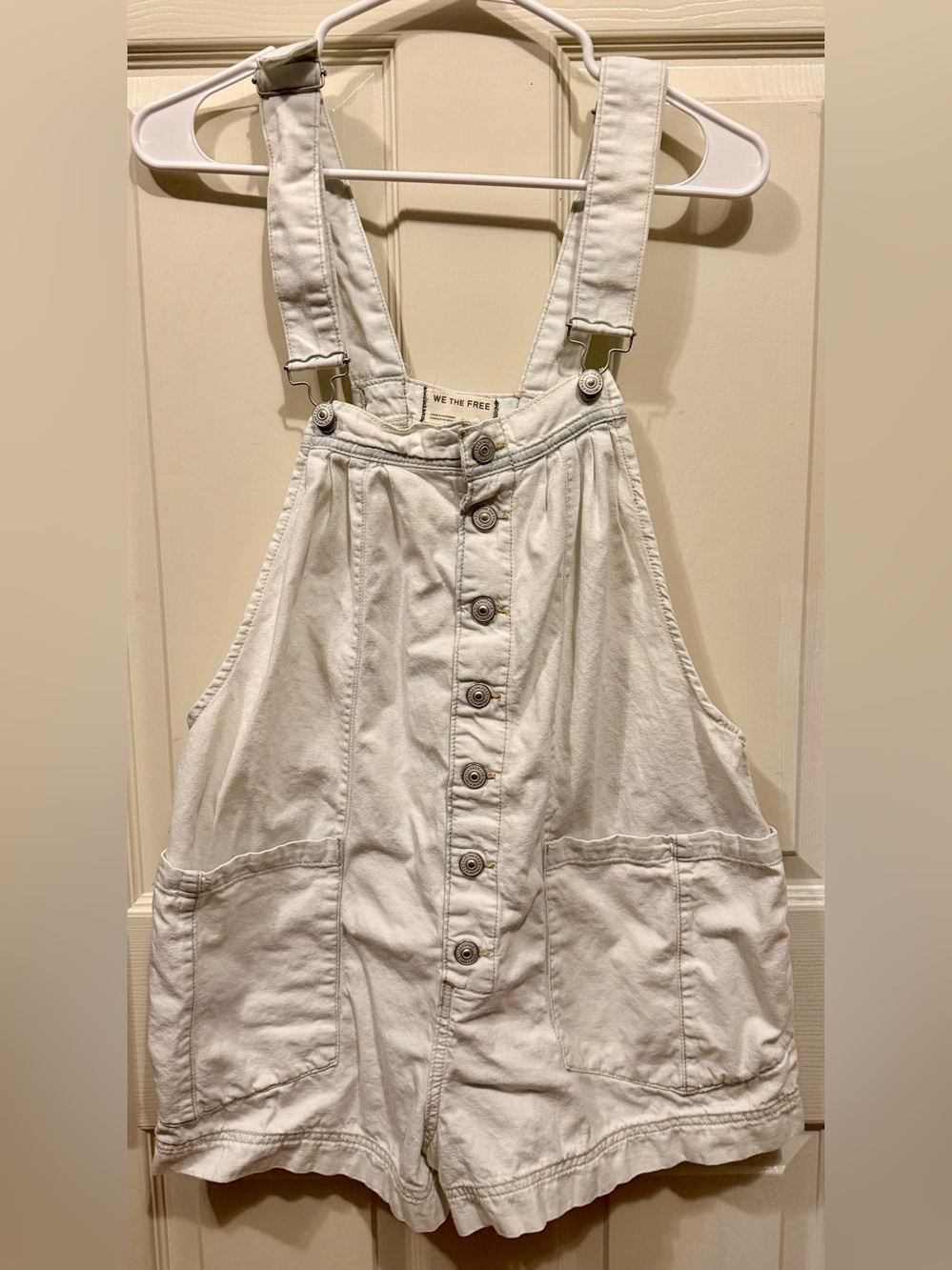 We The Free white Short Overalls Romper